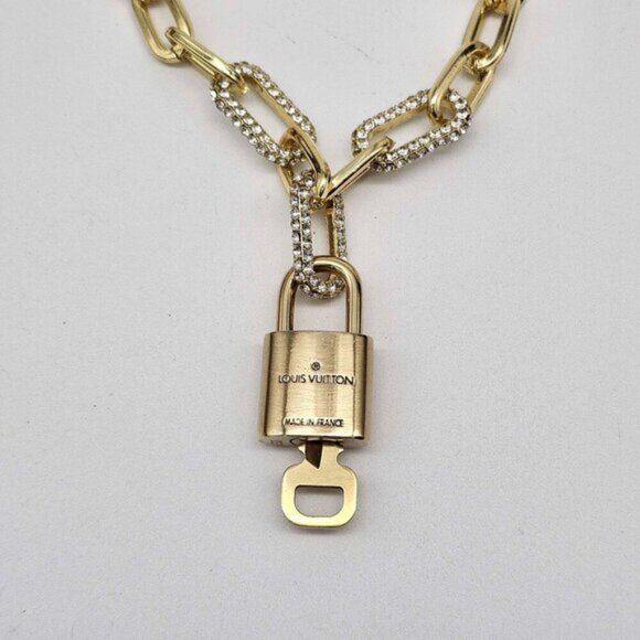 Authentic Louis Vuitton Lock & Key w/ Unbranded Gold Plated Gold Chain Necklace - Picture 2 of 12